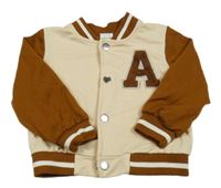 Béžovo-hnědá propínací mikina s písmenem 