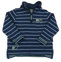 Tmavomodrá pruhovaná mikina s výšivkou