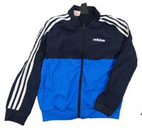 Tmavomodro-modrá šusťáková sportovní bunda s logem Adidas