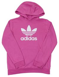Růžová mikina s logem a kapucí Adidas