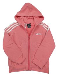 Růžová propínací mikina s logem a kapucí Adidas