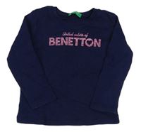 Tmavomodré triko s nápisem Benetton