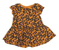 Oranžovo-šedo-růžové šaty s leopardím vzorem Next