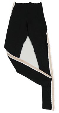 Černo-bílo-lososové legíny s pruhy H&M