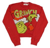 Červený crop svetr s Grinchem H&M