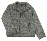 Šedá melírovaná chlupatá propínací mikina zn. Uniqlo