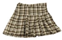 Hnědo-bílá kostkovaná skládaná sukně H&M