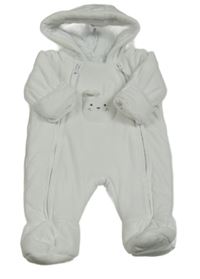 Bílá plyšová zateplená kombinéza s králíkem a kapucí M&S