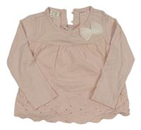 Světlerůžová tunika s madeirou a mašlí Zara