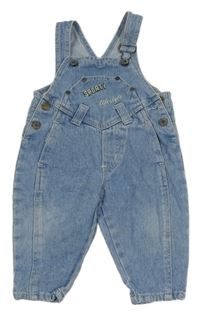 Světlemodré laclové rifle s nápisy 