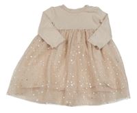 Světlerůžové úpletové šaty s tylovou sukní a hvězdami George