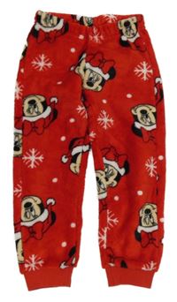 Červené plyšové pyžamové kalhoty s Minnie Disney