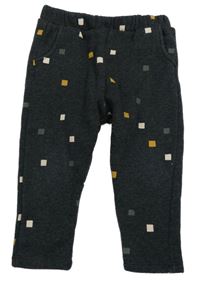 Tmavomodro-barevné zateplené lehké tepláky s kostičkami Zara