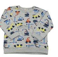 Šedá mikina s bagry 