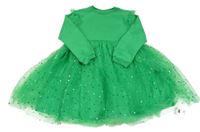 Nové - Zelené teplákové šaty s tylovou sukní se srdíčky Dunnes Stores