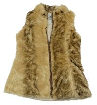 Okrovo-hnědá kožešinová podšitá vesta Cherokee