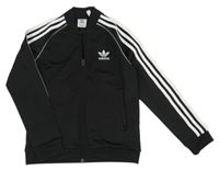 Černo-bílá propínací sportovní mikina s logem Adidas