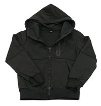 Černá propínací zateplená thermo mikina s kapucí 