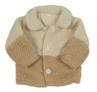 Smetanovo-béžová huňatá podšitá košilová bunda H&M