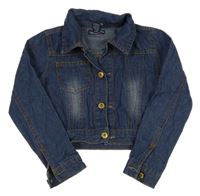 Tmavomodrá riflová crop bunda 