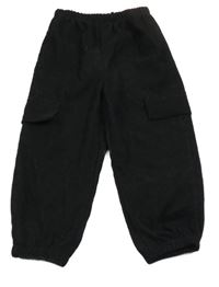 Černé žebrované cargo cuff kalhoty 
