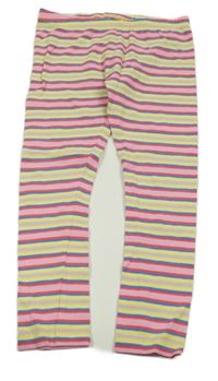 Žluto-barevné pruhované legíny 