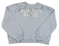 Světlemodrá crop mikina s nápisy a flitry River Island