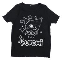 Černé žebrované crop tričko s Kuromi 