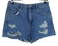 Dámské světlemodré mom riflové kraťasy s prošoupáním Topshop