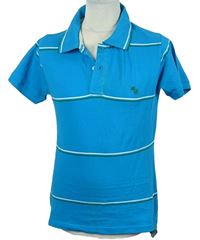 Pánské tyrkysové pruhované muscle polo tričko Abercrombie&Fitch