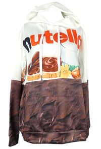 Dámská bílo-hnědá mikina s Nutellou a kapucí 