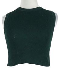 Dámský tmavozelený žebrovaný crop top Zara 