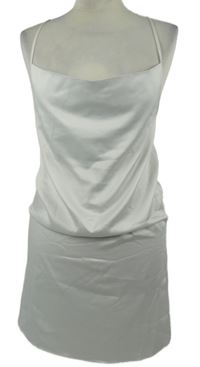 Nové - Dámské bílé saténové šaty s vodou MissGuided 