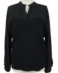 Dámská černá žebrovaná halenka s šifonovými rukávy Next 