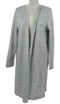 Dámský šedý melírovaný žebrovaný svetrový cardigán Primark 