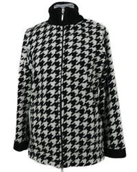 Dámská černo-bílá vzorovaná plyšová bunda 