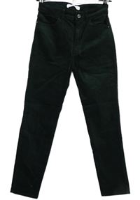 Dámské tmavozelené manšestrové kalhoty Mango 