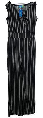 Dámský černo-bílý pruhovaný palazzo kalhotový overal Koopoi 