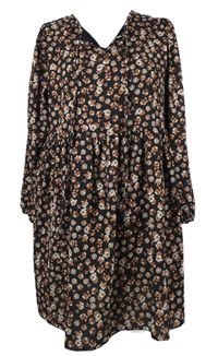 Dámské černo-hnědé kytičkované šaty Hailys 