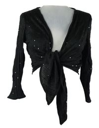 Dámské černé plisované bolerko s flitry New Look 