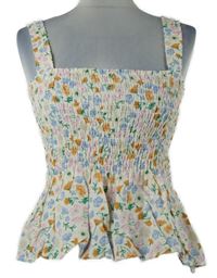 Dámský smetanový květovaný žabičkový crop peplum top Envii 