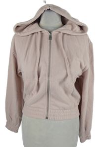 Dámská světlerůžová propínací crop mikina s kapucí H&M