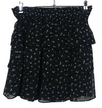 Dámská černá kytičkovaná žoržetová sukně s volánky H&M
