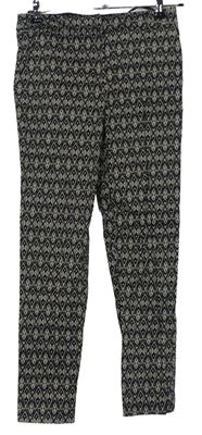 Dámské černo-béžové vzorované chino kalhoty F&F