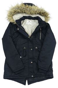 Černý šusťákový zimní kabát s kapucí F&F