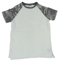 Bílo-šedé army tričko Next