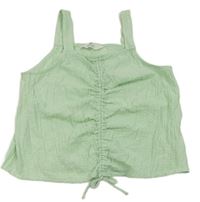 Světlezelený mačkaný halenkový crop top s nařasením H&M