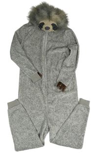 Šedá chlupatá kombinéza s kapucí- lenochod Next vel.176