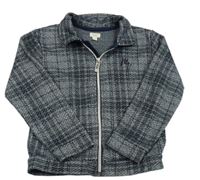 Tmavomodro-bílá kostkovaná propínací mikina s výšivkou River Island