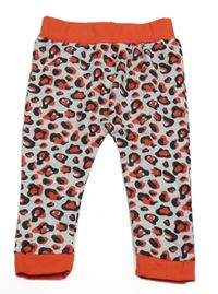 Světlešedo-červené pyžamové kalhoty s flíčky 